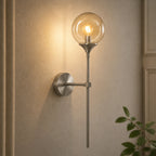 Gold & Silver Long Stem Glass Globe Nordic Wall Sconce