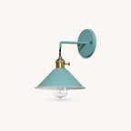 Macaron cone retro wall sconce in blue — a cool pastel tone for Scandi-inspired bedrooms and home office walls.