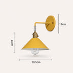 Macaron cone retro wall sconce dimensions — cone height and width with projection measurements on a white background.