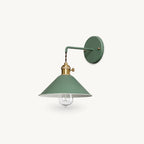 Macaron cone retro wall sconce in green — a muted sage tone for botanical and nature-inspired interiors.