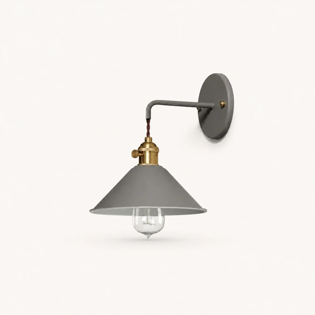 Macaron cone retro wall sconce in grey — a neutral tone that works in modern, Nordic, and minimalist interiors.
