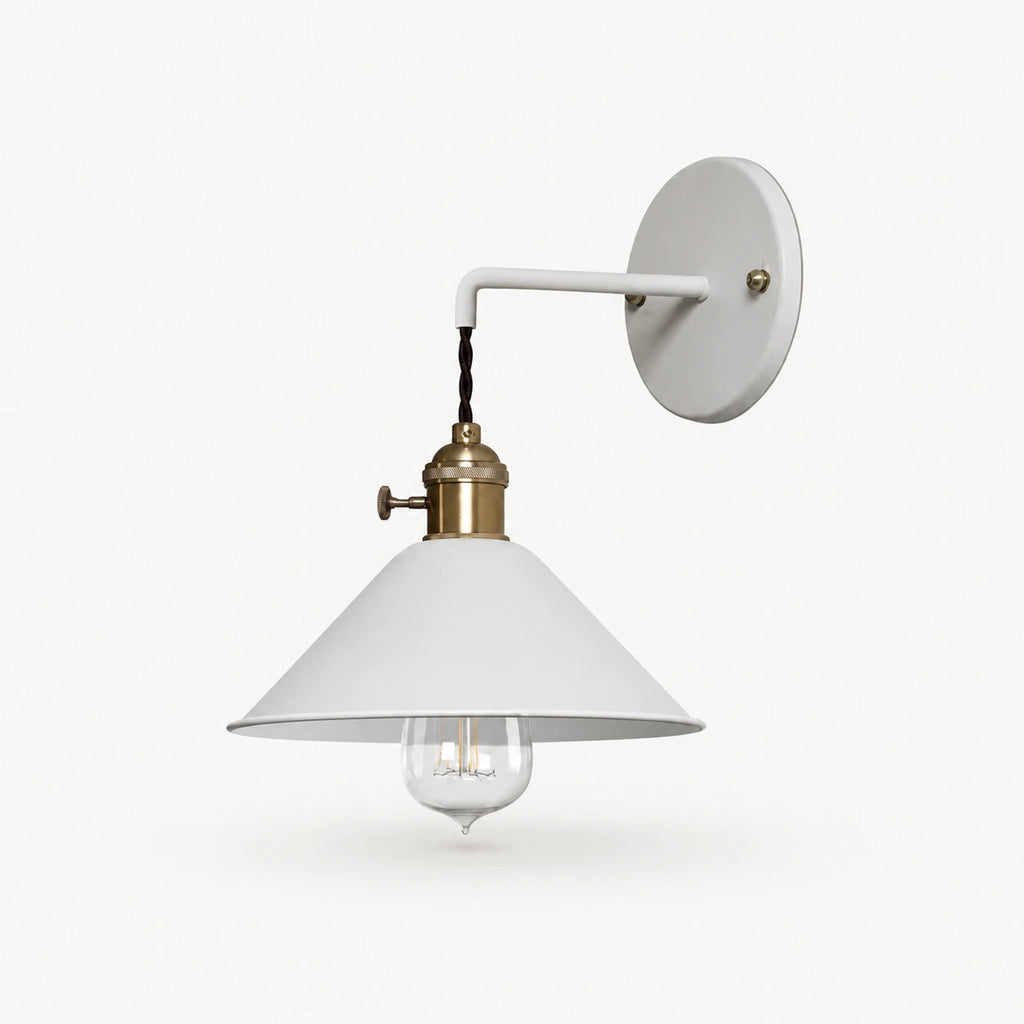 Macaron cone retro wall sconce in white — a clean minimal cone shade for modern and Scandinavian interiors.