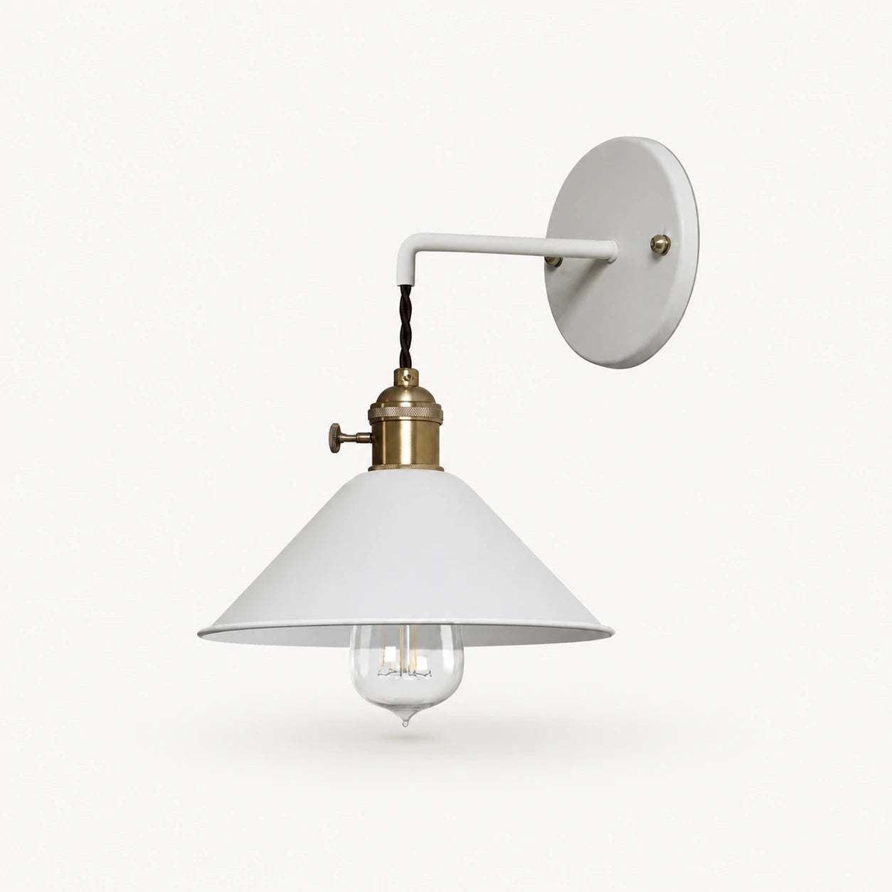 Macaron cone retro wall sconce in white — a clean minimal cone shade for modern and Scandinavian interiors.