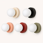 Mini Glass Orb Nordic Wall Light colour range: beige, black, green, pink, red and more circular wall sconces