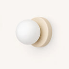 Mini Glass Orb Nordic Wall Light in beige finish with frosted white glass orb shade