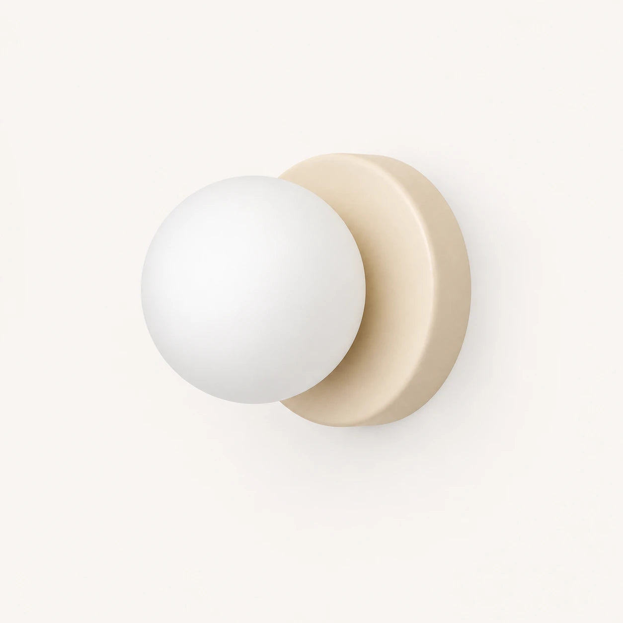 Mini Glass Orb Nordic Wall Light in beige finish with frosted white glass orb shade