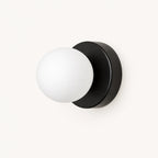 Mini Glass Orb Nordic Wall Light in matte black finish with frosted white glass orb shade