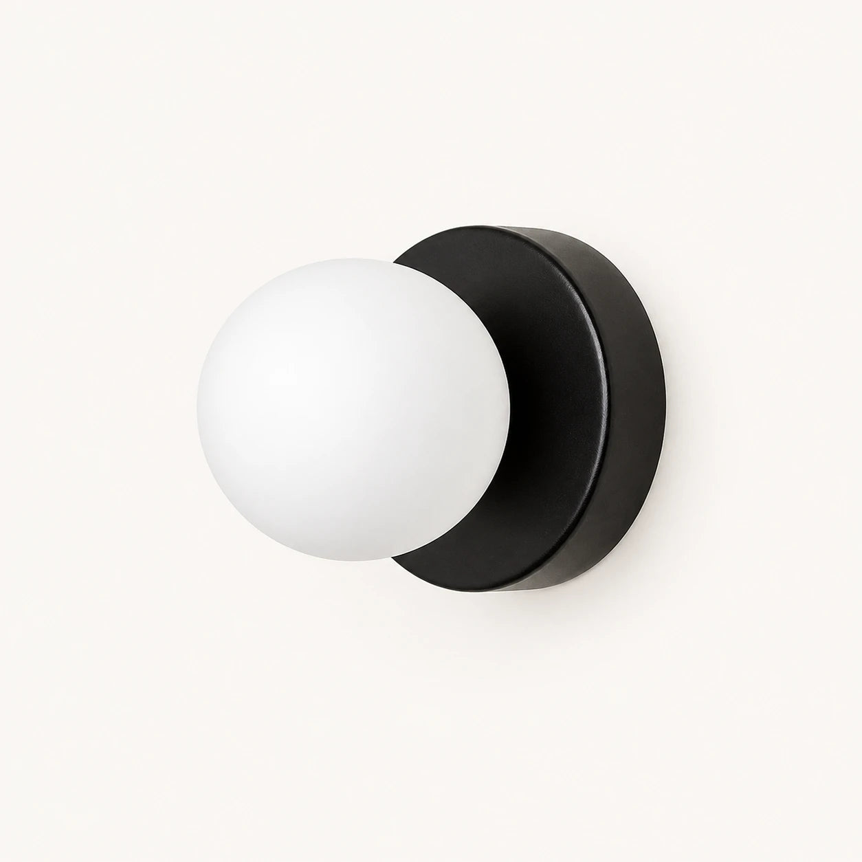 Mini Glass Orb Nordic Wall Light in matte black finish with frosted white glass orb shade
