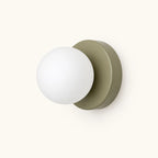 Mini Glass Orb Nordic Wall Light in dark green finish with frosted white glass orb shade
