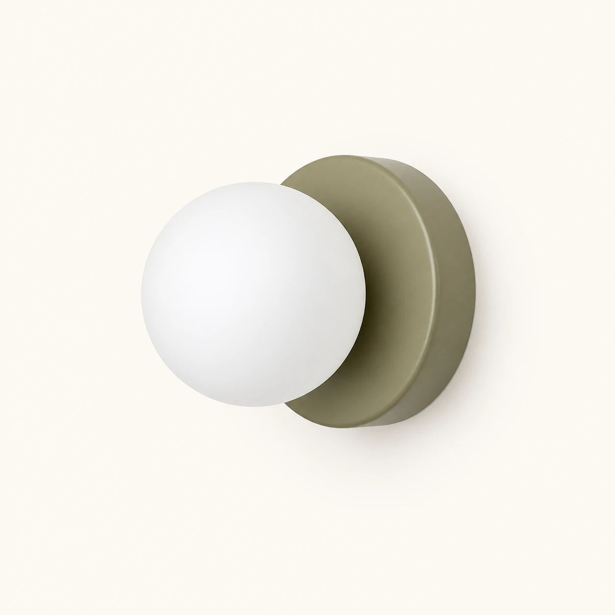 Mini Glass Orb Nordic Wall Light in dark green finish with frosted white glass orb shade