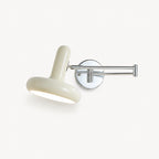 Pull cord swing arm retro wall light in cream with wall switch — traditional on/off control for bedside reading.