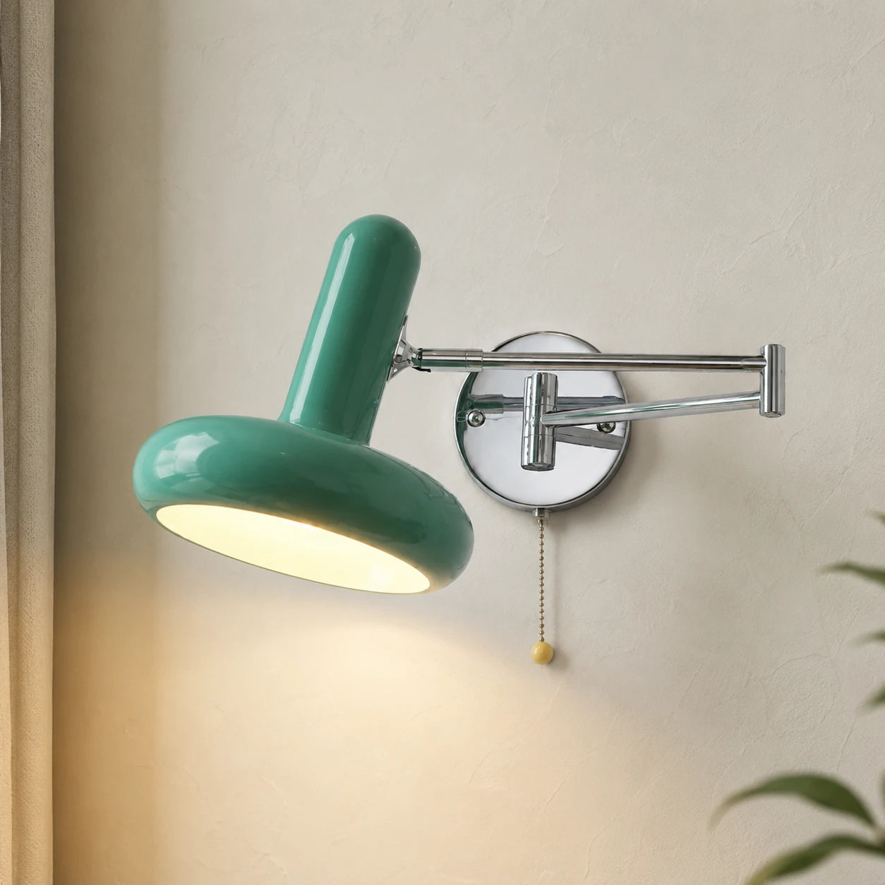 Pull Cord Swing Arm Reading Retro Wall Light