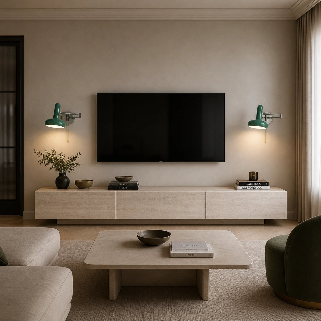 Pull Cord Swing Arm Reading Retro Wall Light lifestyle living room TV wall, green variant