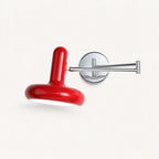 Pull cord swing arm retro wall light in red with wall switch — a vibrant accent for retro-inspired bedrooms.