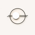 Black ring frame globe LED modern wall sconce with matte black circular ring frame and white opal globe detail