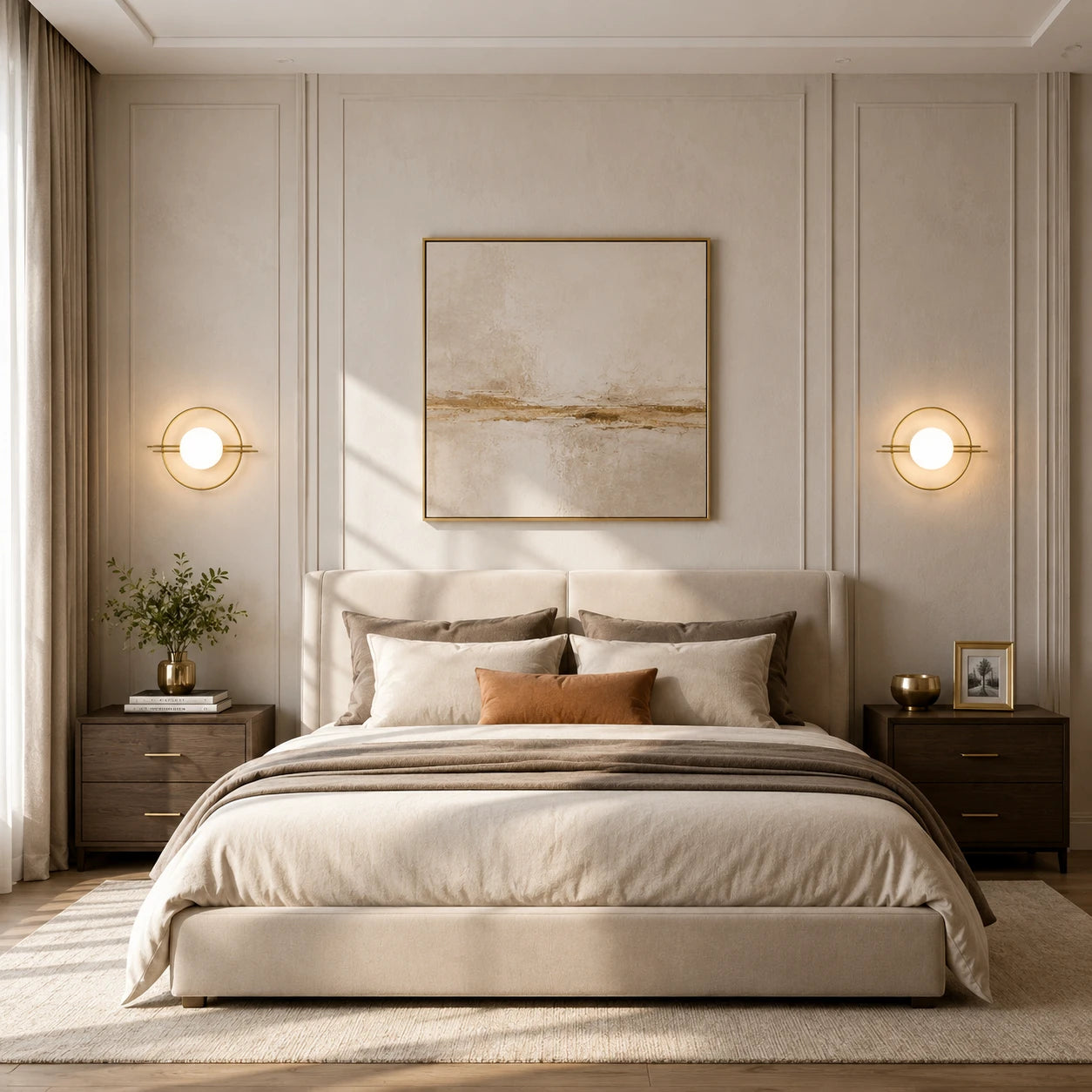 Ring Frame Globe Modern Wall Sconce lifestyle bedroom, gold