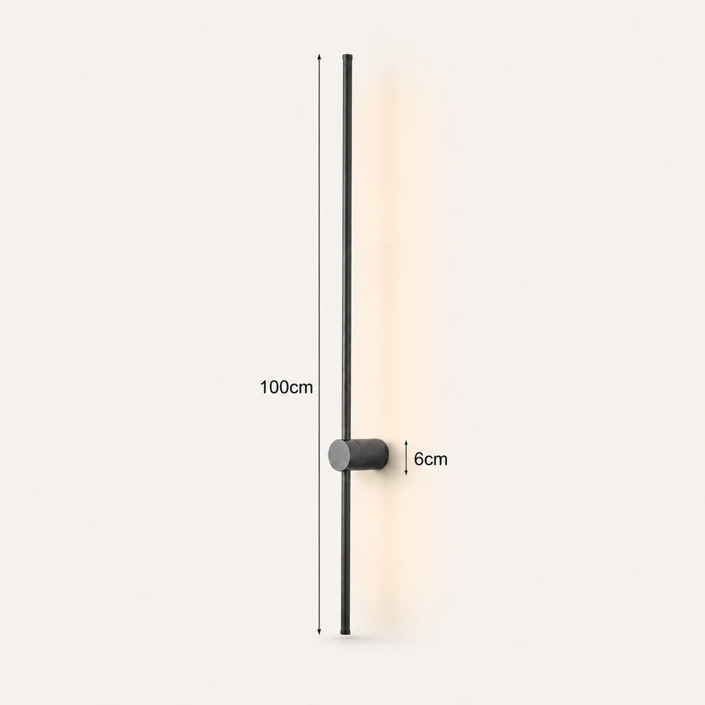 Rotatable touch dimmable LED contemporary wall light in black 100cm — statement size for wide walls and open-plan rooms.