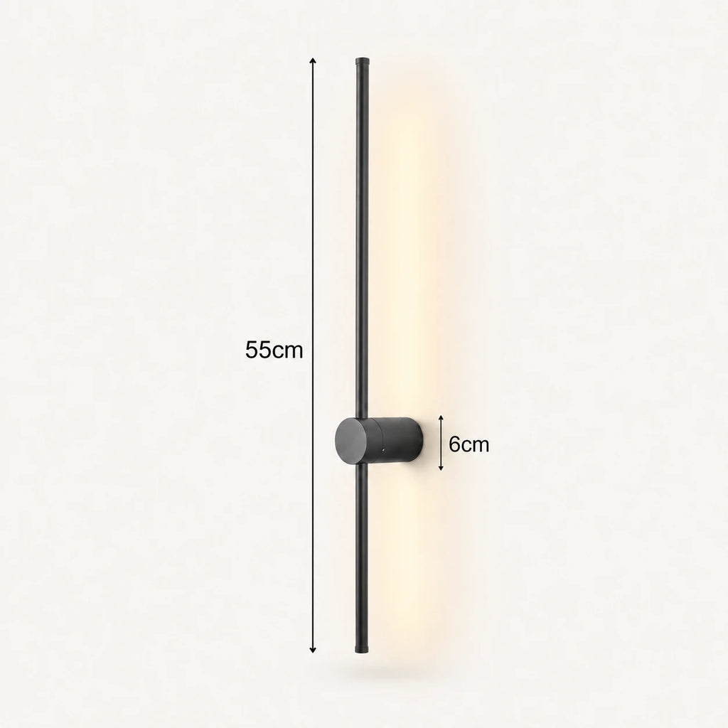 Rotatable touch dimmable LED contemporary wall light in black 55cm — mid-size for bedroom and living room walls.