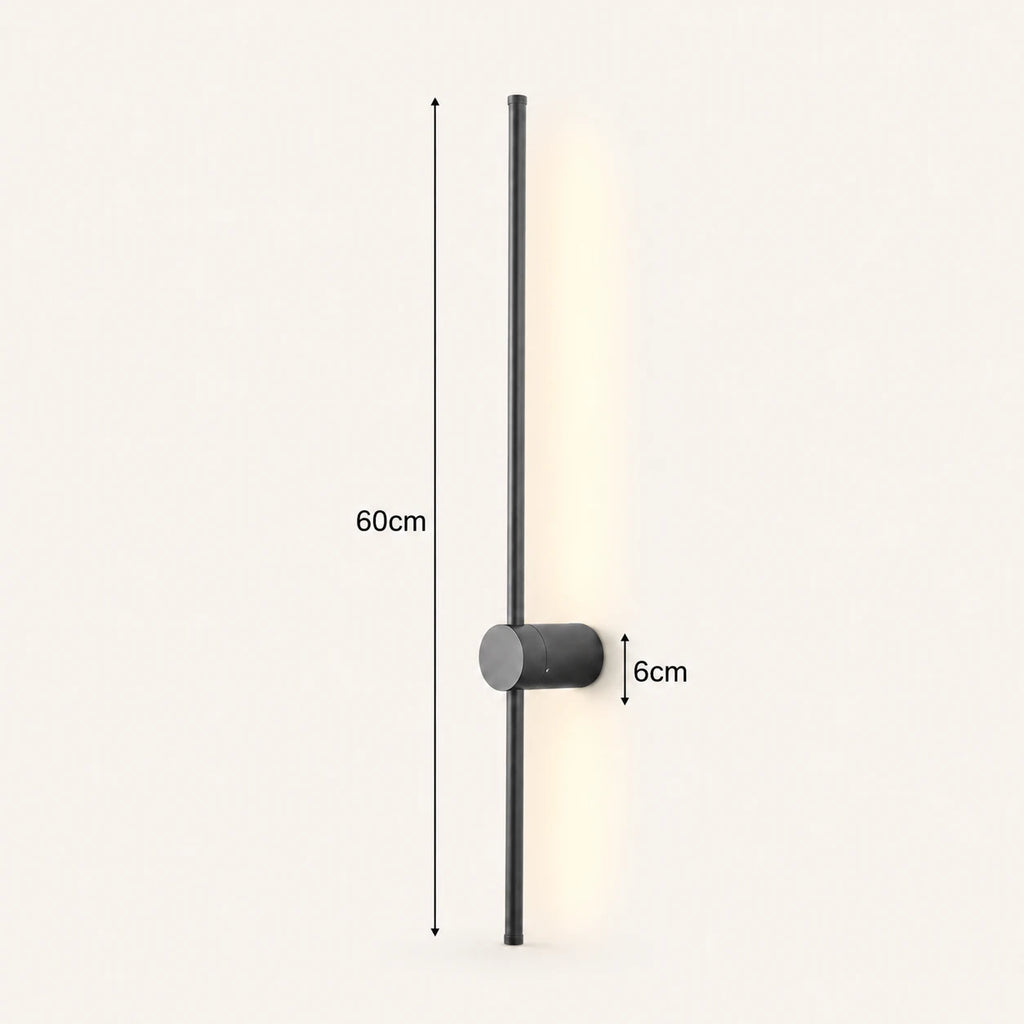 Rotatable touch dimmable LED contemporary wall light in black 60cm — versatile size for bedside and feature wall use.