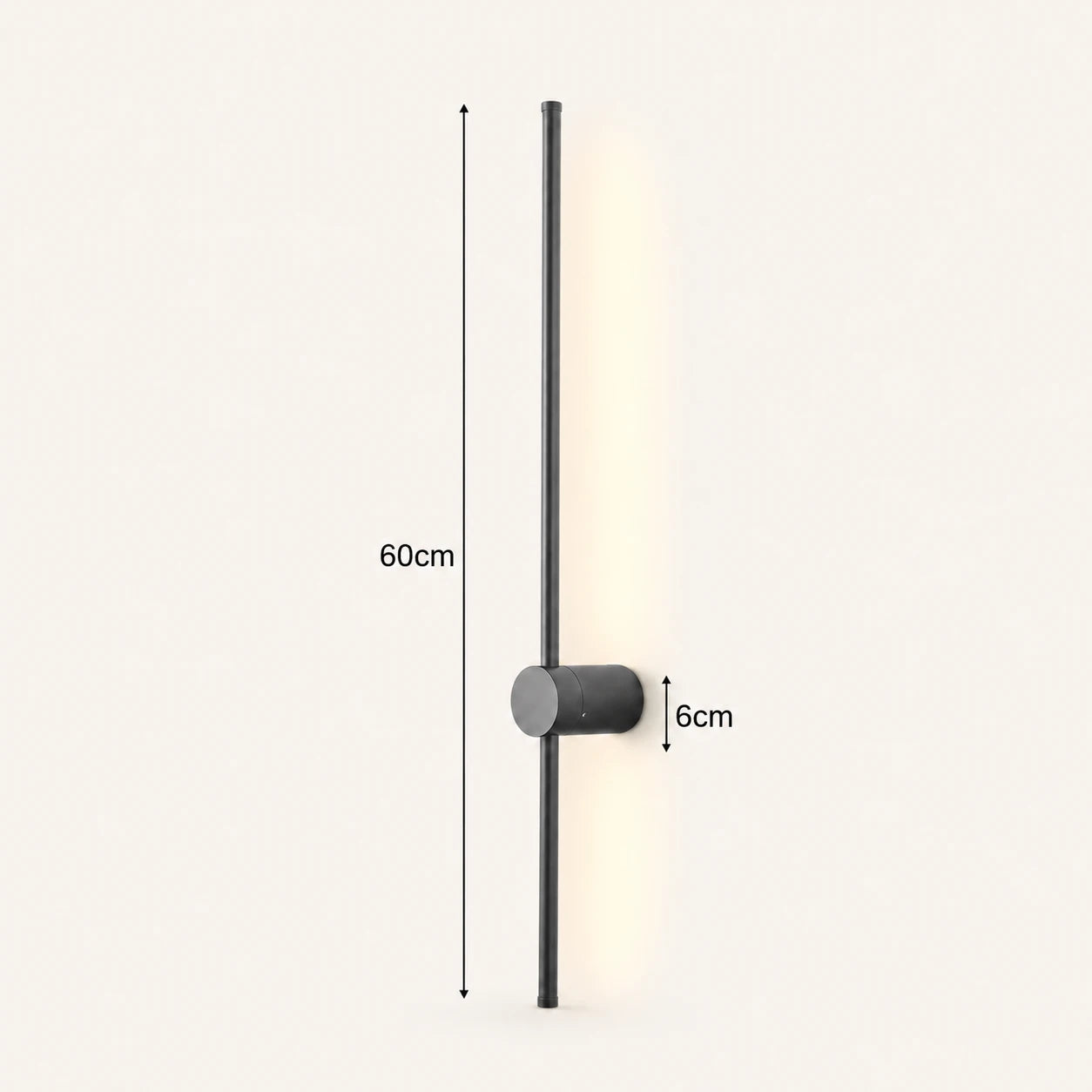 Rotatable touch dimmable LED contemporary wall light in black 60cm — versatile size for bedside and feature wall use.