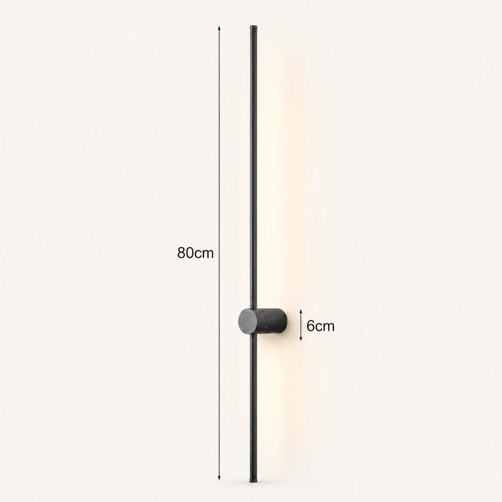 Rotatable touch dimmable LED contemporary wall light in black 80cm — a longer panel for wide walls and living rooms.
