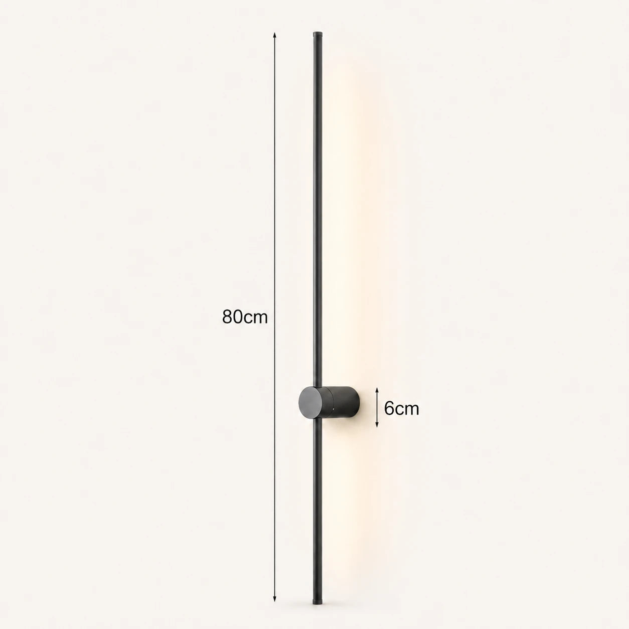 Rotatable touch dimmable LED contemporary wall light in black 80cm — a longer panel for wide walls and living rooms.