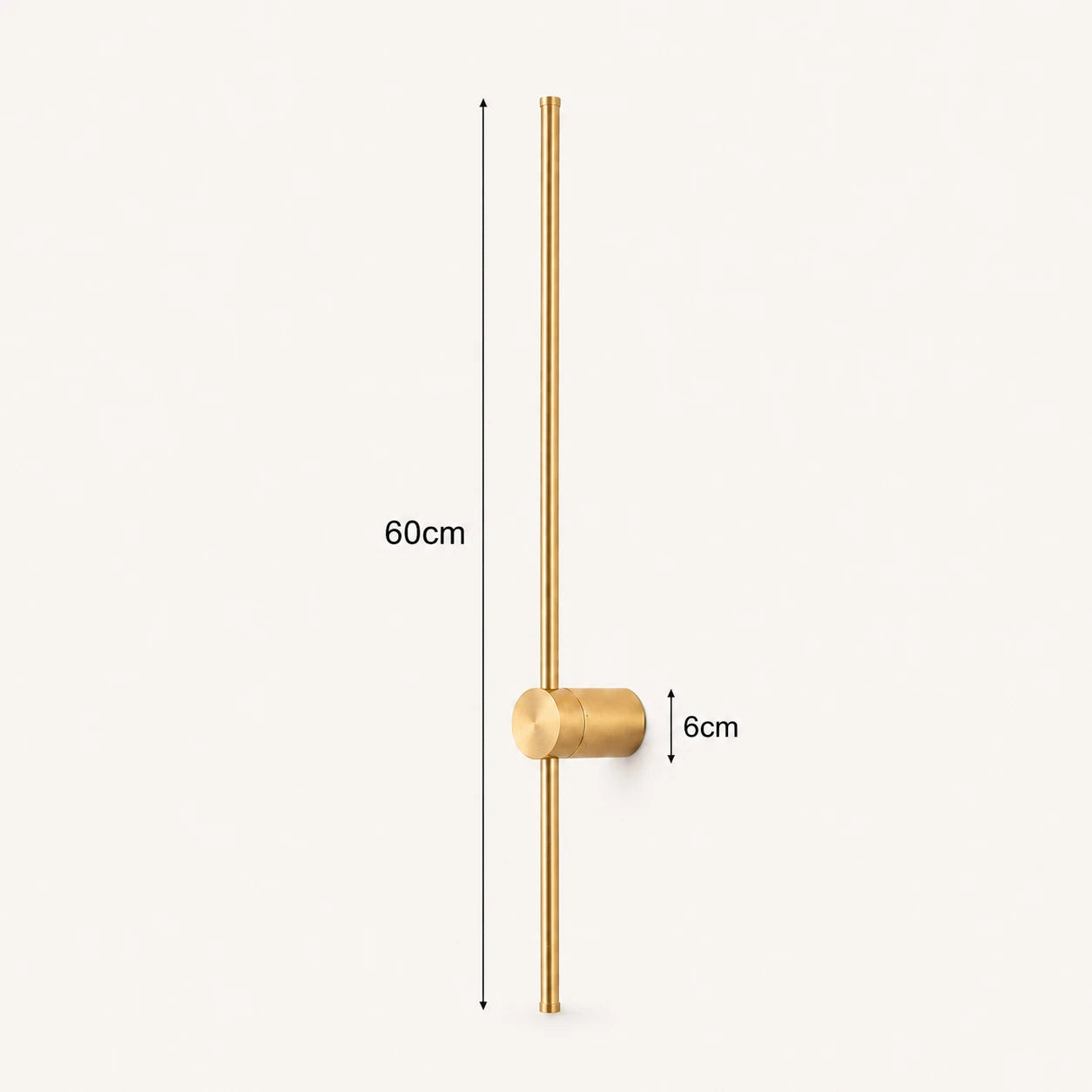 Rotatable touch dimmable LED contemporary wall light in copper 60cm — warm metallic panel for bedroom and living rooms.