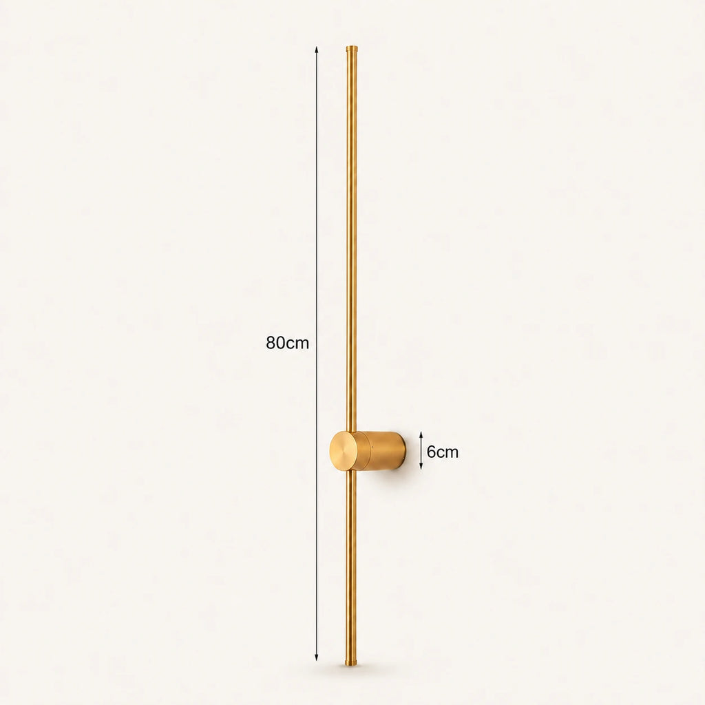 Rotatable touch dimmable LED contemporary wall light in copper 80cm — wide warm metallic panel for feature walls.