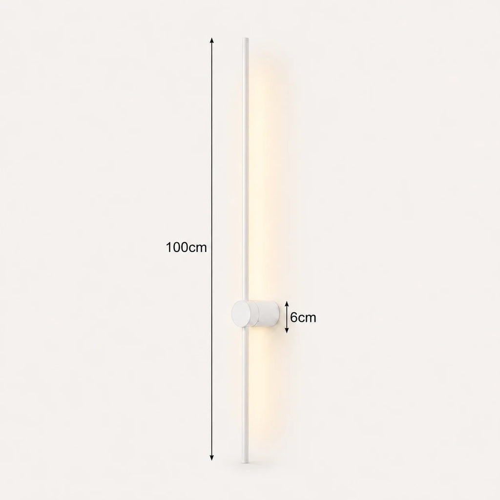 Rotatable Touch Dimmable LED Contemporary Wall Light in white finish, 100cm length size dimension diagram
