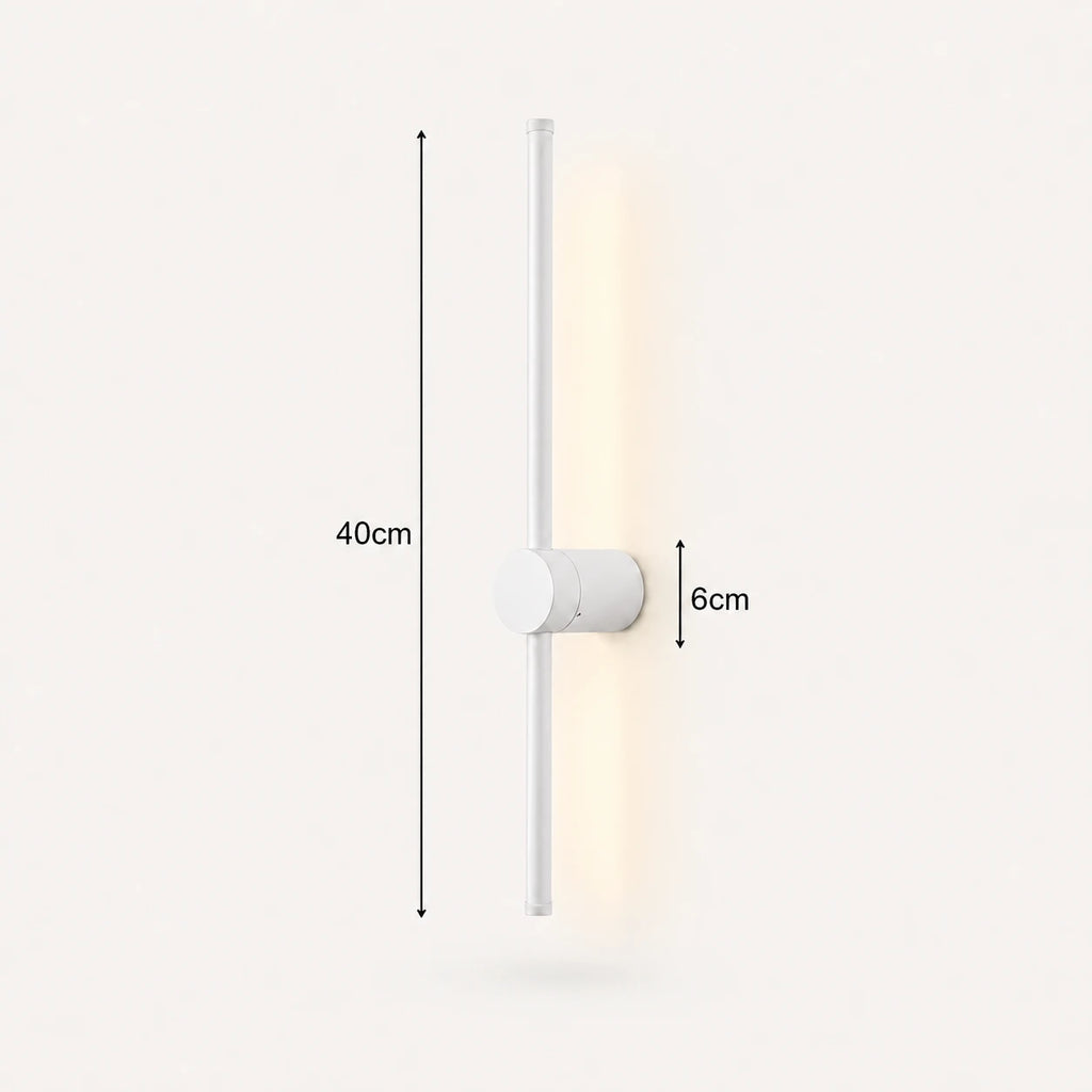Rotatable touch dimmable LED contemporary wall light in white 40cm — compact clean panel for narrow bedside walls.