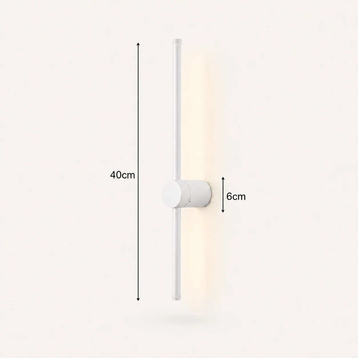 Rotatable touch dimmable LED contemporary wall light in white 40cm — compact clean panel for narrow bedside walls.