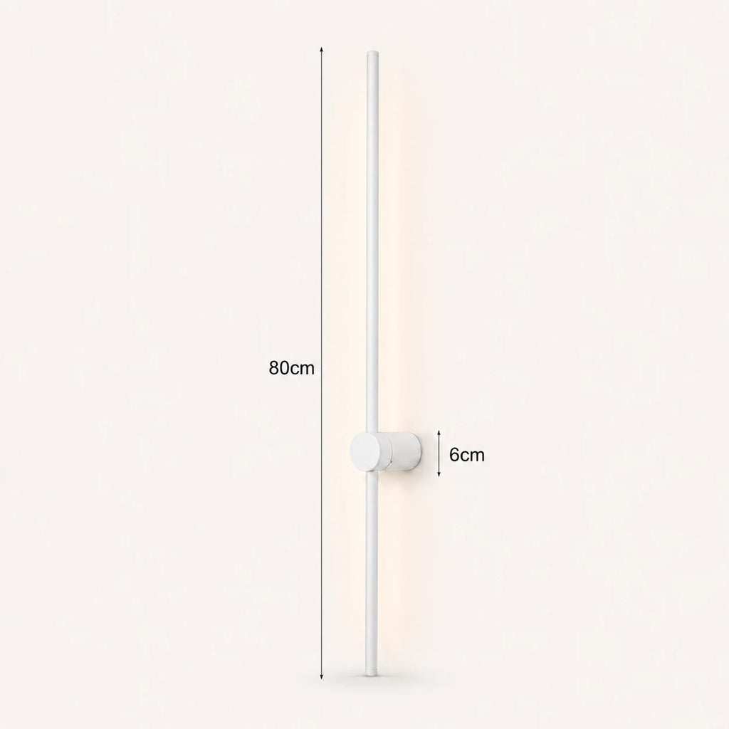 Rotatable Touch Dimmable LED Contemporary Wall Light in white finish, 80cm length size dimension diagram