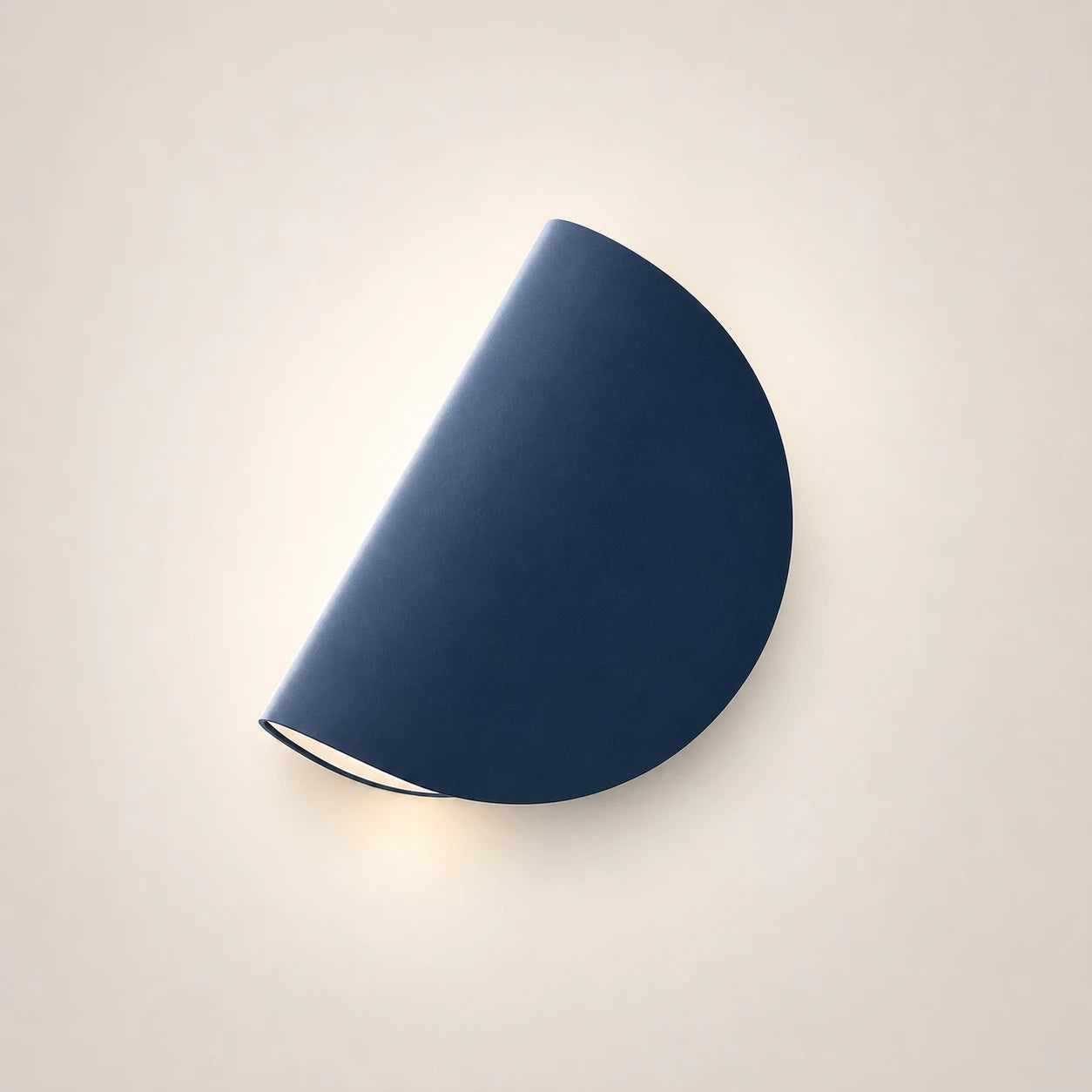 Rotating half-disc LED modern wall light in blue — a cool accent for contemporary bedrooms and home office feature walls.