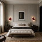Rotating Half-Disc Modern Wall Light lifestyle bedroom pair 2, red variant