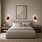 Rotating Half-Disc Modern Wall Light lifestyle bedroom pair, red variant
