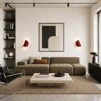 Rotating Half-Disc Modern Wall Light in living room, red variant