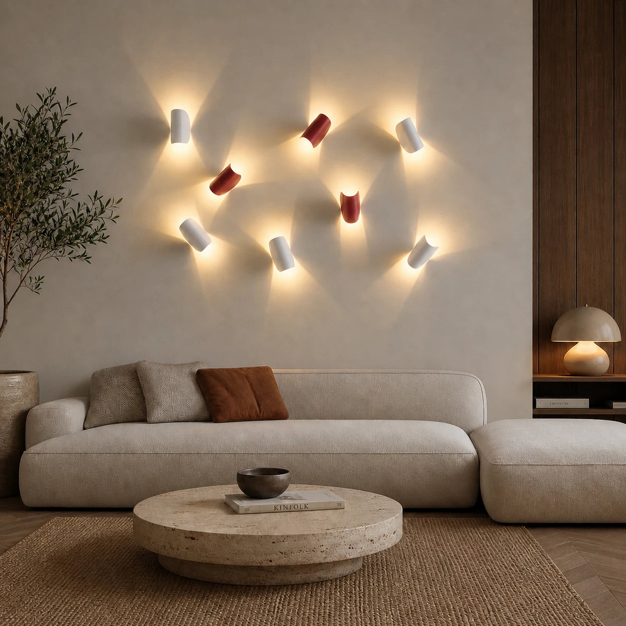 Rotating Half-Disc Modern Wall Light after installation in living room