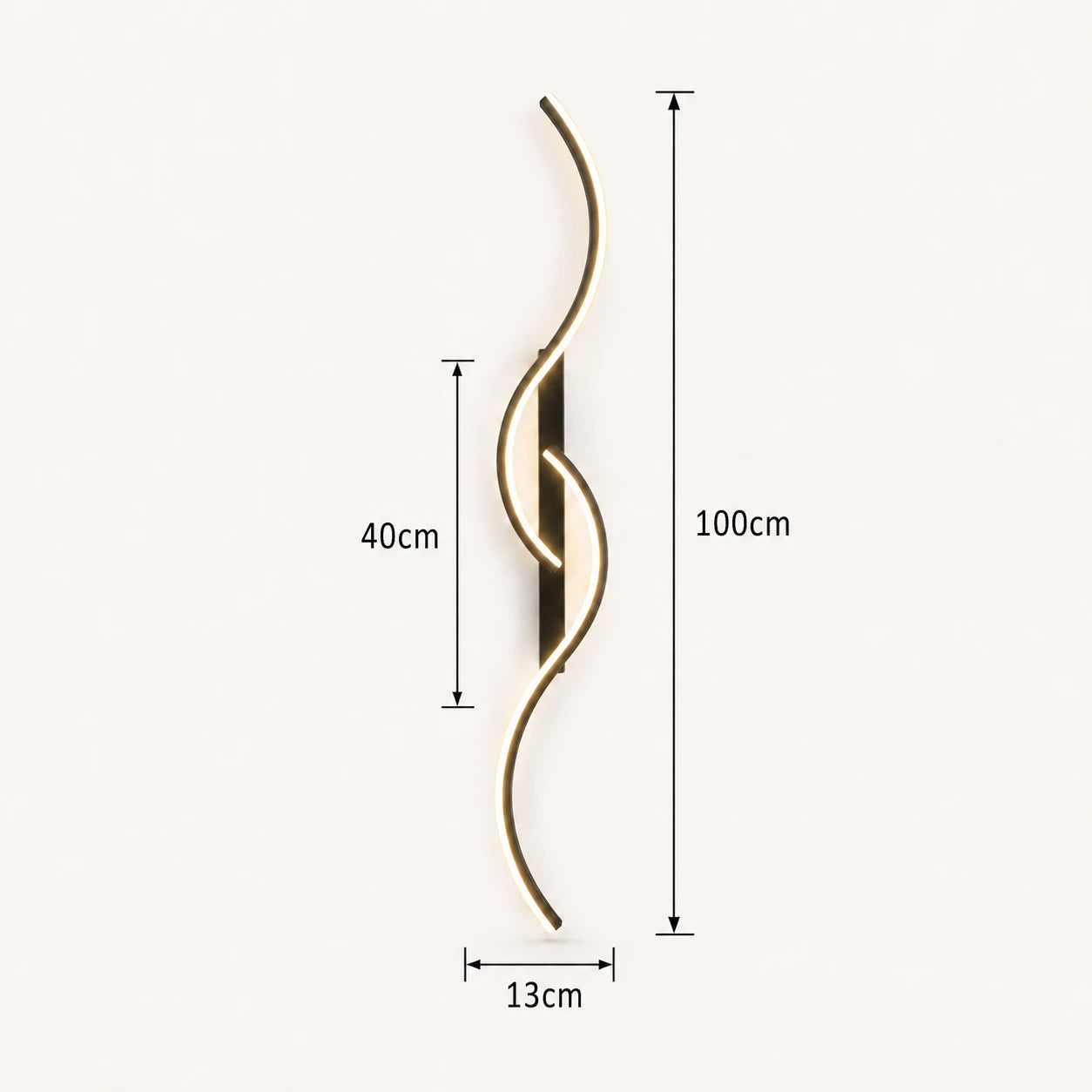 Sculptural dual-curve LED modern wall light in black 100cm — statement-length dual curves for wide feature walls.