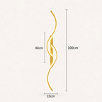 Sculptural dual-curve LED modern wall light in gold 100cm — statement-length warm metallic curves for wide walls.