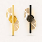 Spiral colour changing LED modern wall light in black and gold, all colour options shown