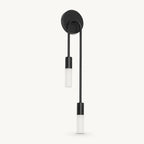 Twin arm candle modern wall sconce black right-facing variant with matte black arms and dual tubular shades