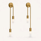 Twin arm candle modern wall sconce gold pair showing both left and right sconces together side by side