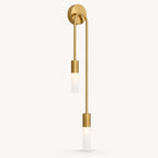 Twin arm candle modern wall sconce gold right-facing variant with brushed gold arms and dual tubular shades