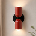 Two-tone Nordic indoor wall light — red and black cylindrical shades.