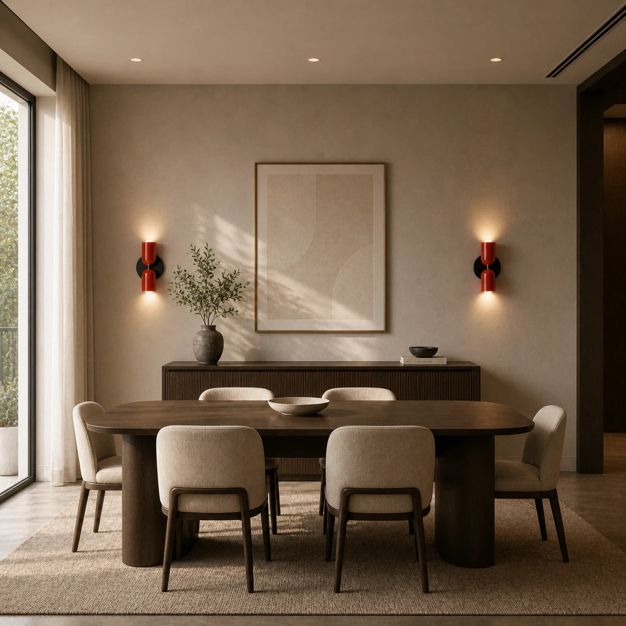 Two-Tone Nordic Indoor Up & Down Wall Light after installation in dining room