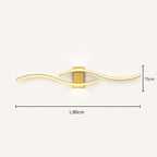 Wave LED modern wall light in gold 80cm dimensions — longer wave panel for wide walls in warm gold finish.