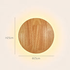 Wooden backlit LED Japandi wall light — round large size, ideal for feature walls and rooms with higher ceilings.